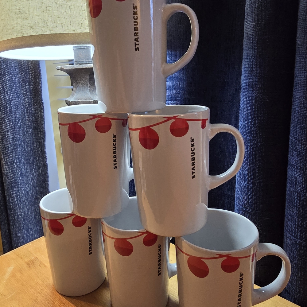 Starbucks White and Red Coffee Mug Set